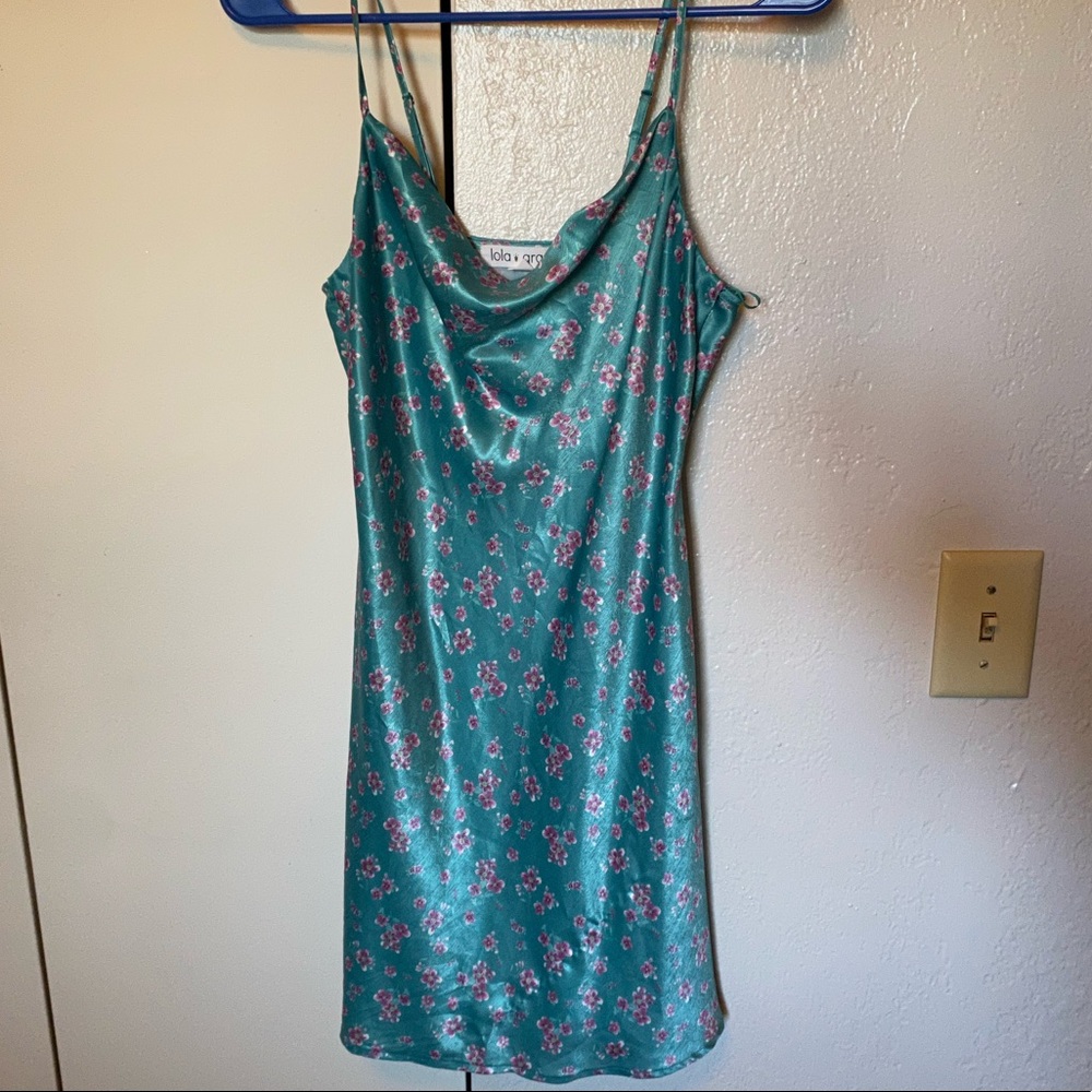 Blue satin dress